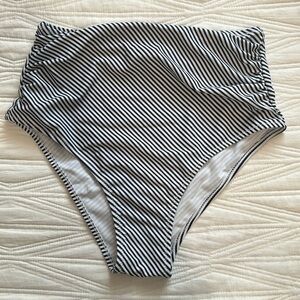 B&W Stripped High Waisted Swim Bottoms